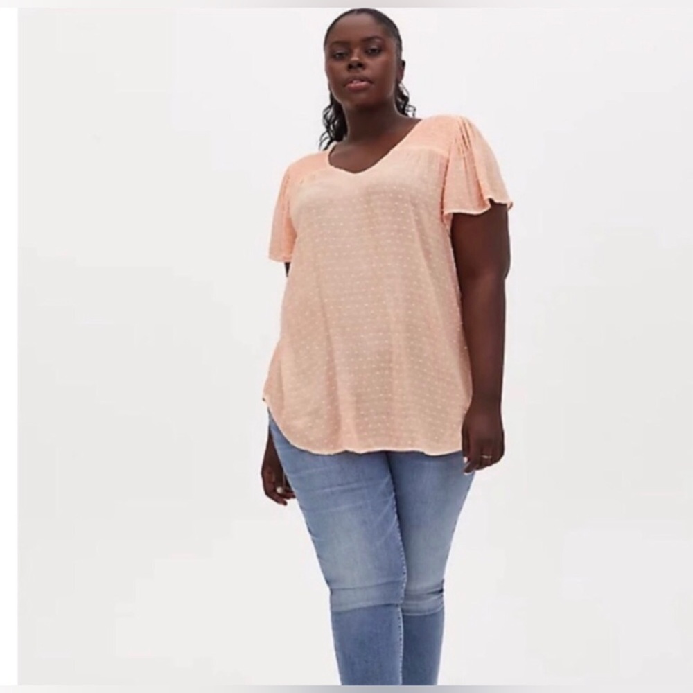 Torrid Peach Swiss Dot Gauze Top, Size 2, NWT